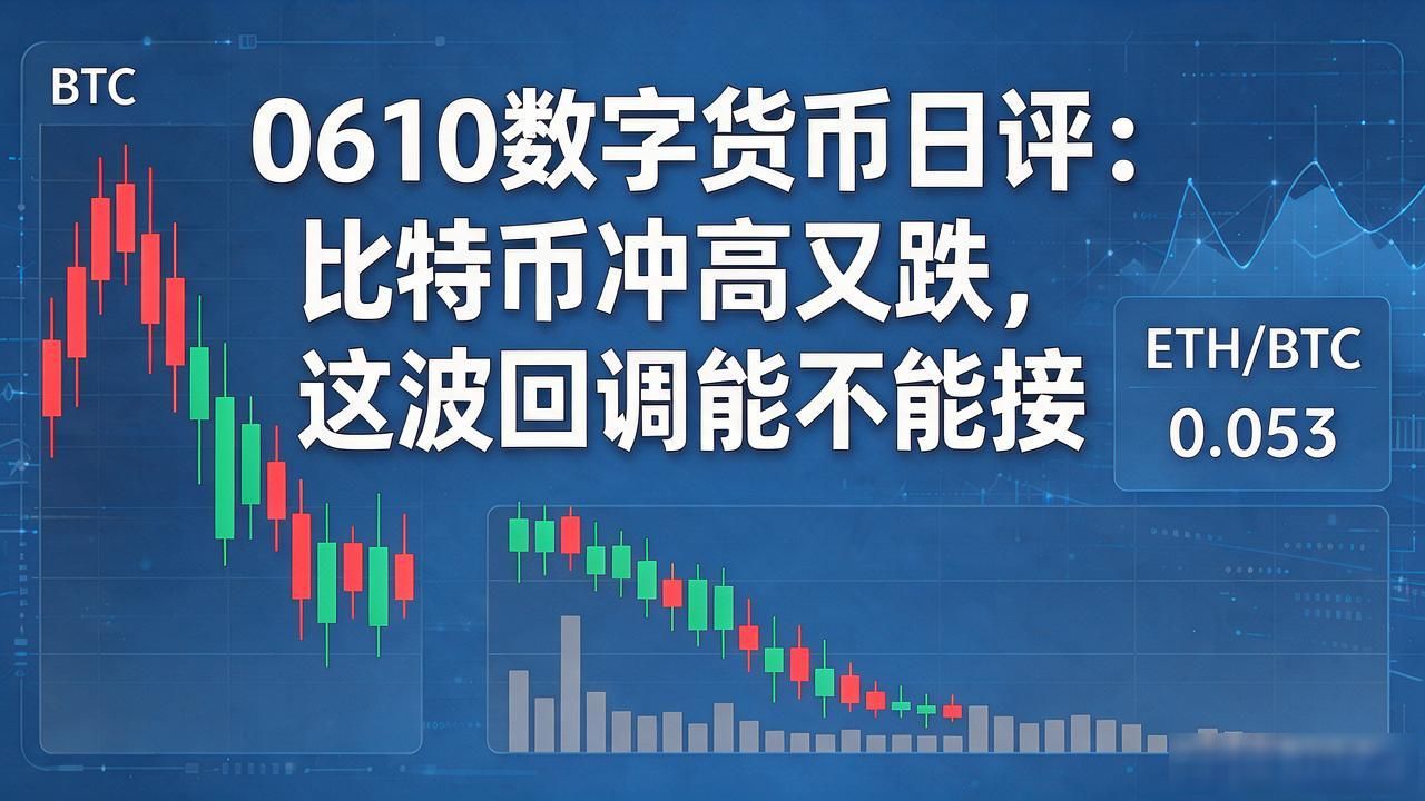 0610数字货币日评：比特币冲高又跌，这波回调能不能接