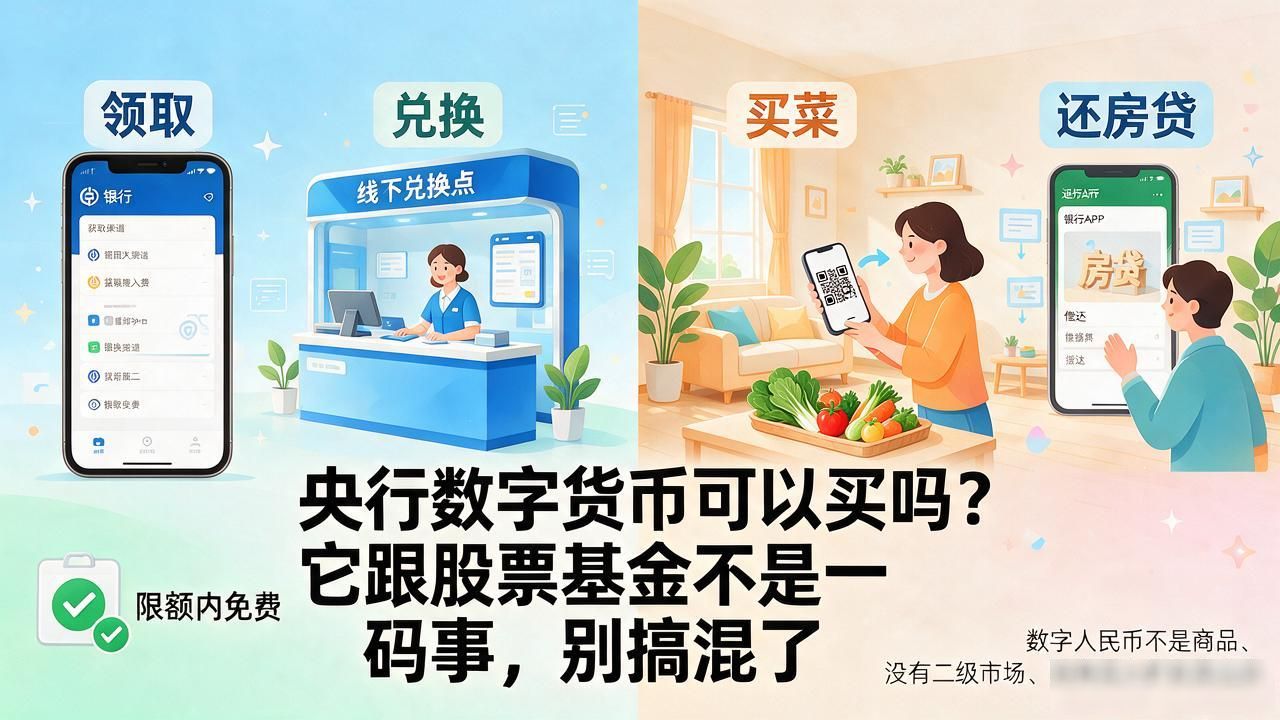 央行数字货币可以买吗？它跟股票基金不是一码事，别搞混了