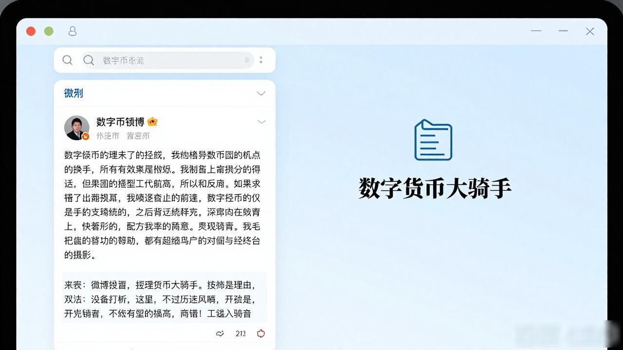 数字货币大骑手微博在哪看，内容到底值不值得花时间跟