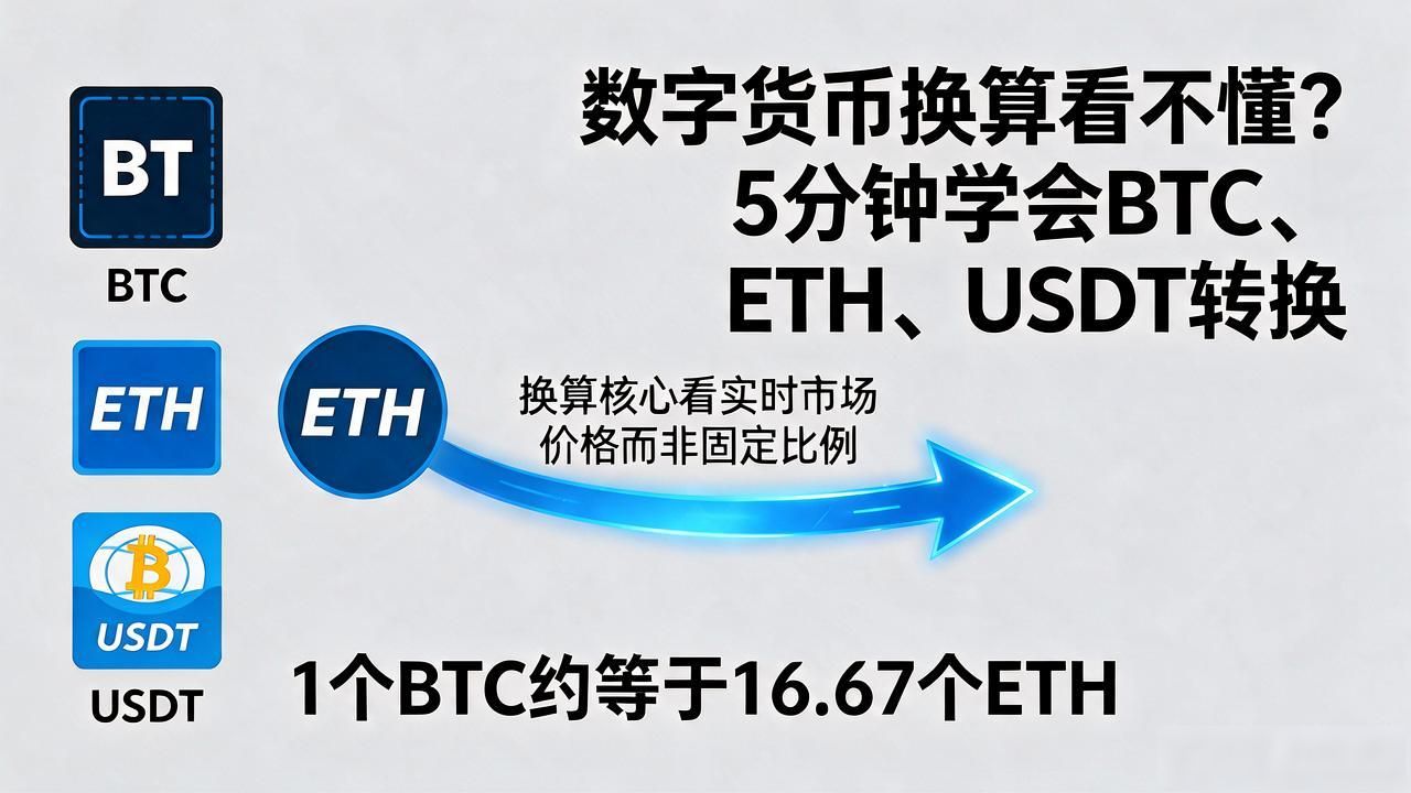 数字货币换算看不懂？5分钟学会BTC、ETH、USDT转换