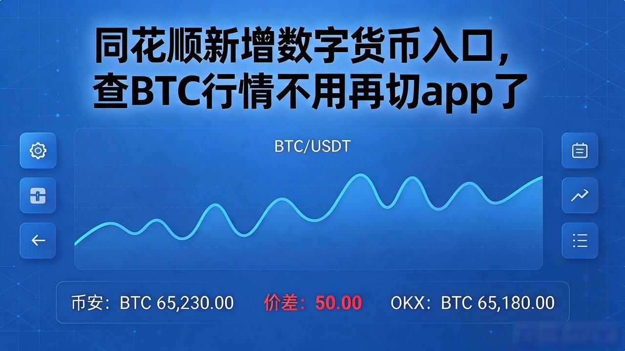 同花顺新增数字货币入口，查BTC行情不用再切App了