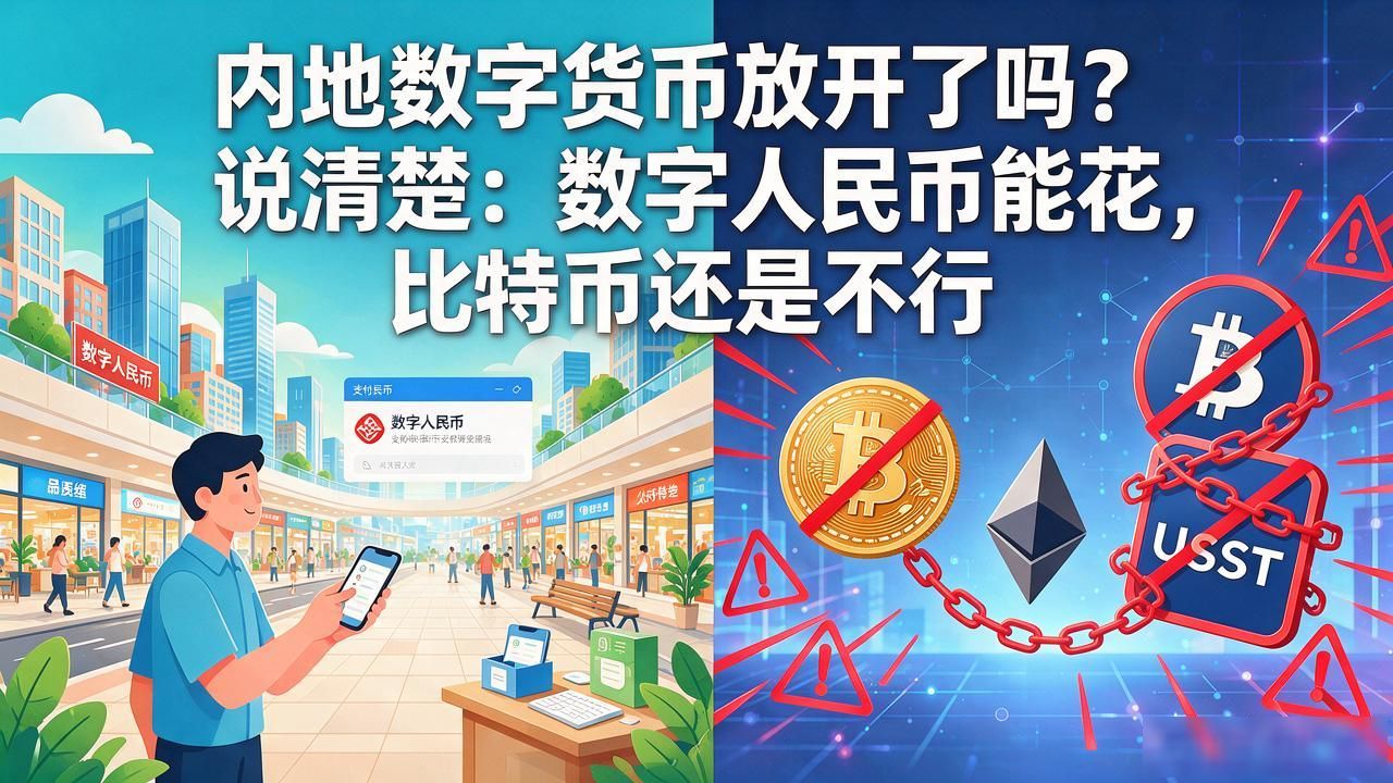 内地数字货币放开了吗?说清楚:数字人民币能花,比特币还是不行